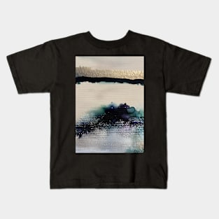 Abstract art in teal, gold and purple Kids T-Shirt